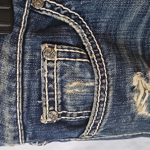 BKE Stella Denim Capri sz 29 Blue Distressed Pre-owned - Picture 5 of 14